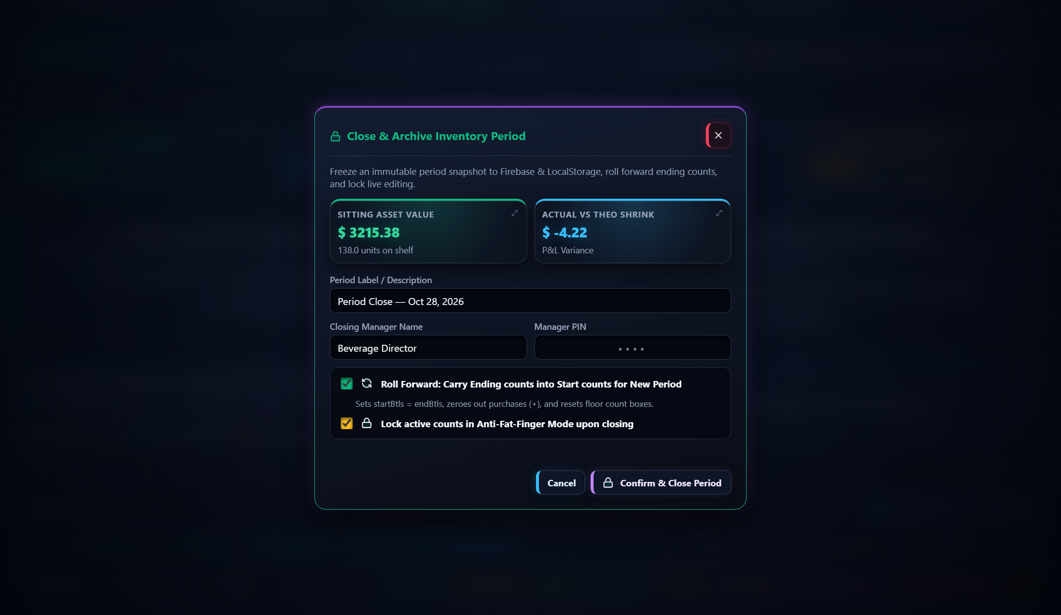 Bulletproof Period Lockouts & Audit Integrity Screenshot